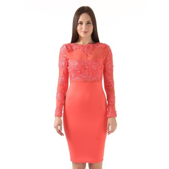 Ax Paris Women Party Orange Bodycon Dress