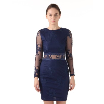 Ax Paris Women Party Navy Blue Bodycon Dress