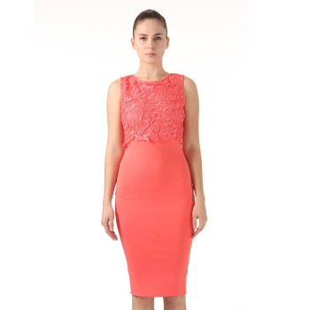 Ax Paris Women Party Orange Bodycon Dress