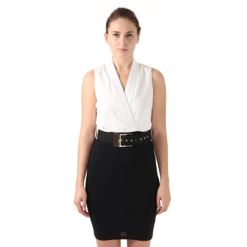 Ax Paris Women Party BlackAndWhite Bodycon Dress