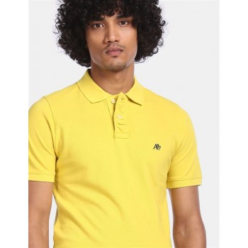 Aeroppostale Men Casual Wear Yellow T-Shirt