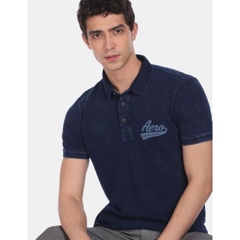 Aeroppostale Men Casual Wear Navy Blue T-Shirt