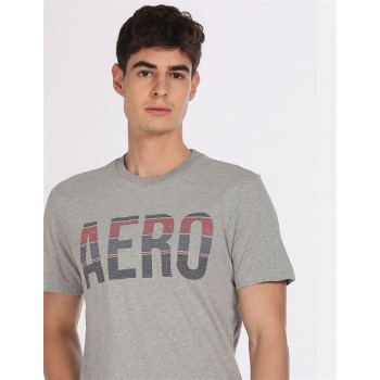 Aeroppostale Men Casual Wear Grey T-Shirt