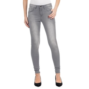 Carrera Women Casual Wear Mid Rise Clean Look Grey Jeans