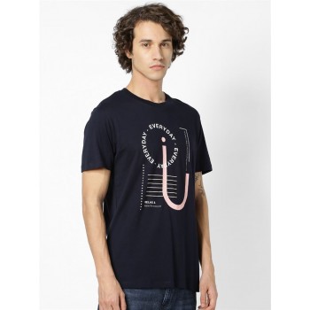 Celio Men Casual Wear Navy T-shirt