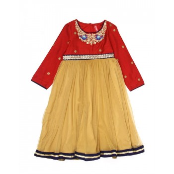 Ethnicity Girls Ethnic Wear Red Flared Dress