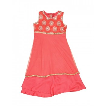 Ethnicity Girls Ethnic Wear Peach A-line Dress