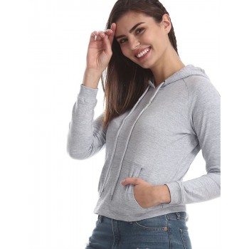 Flying Machine Women Casual Wear Solid Sweatshirt