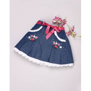 K.CO.89 Baby Girl Blue Polka Print Skirt