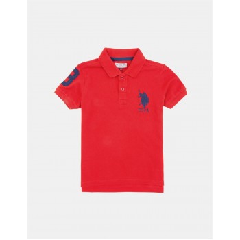 U.S. Polo Assn. Boys Solid Piqued Cotton Polo Shirt