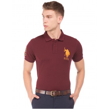 U.S. Polo Assn. Men Casual Wear Maroon T-Shirt