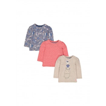 Mothercare Girls Assorted Printed Pack of 3 T-Shirts