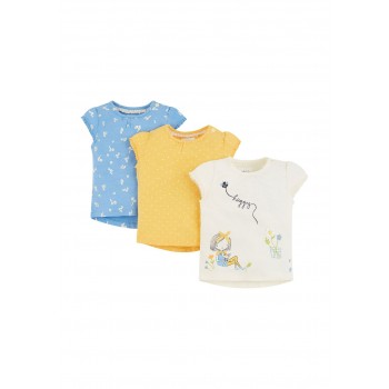 Mothercare Girls Assorted Printed Pack of 3 T-Shirts