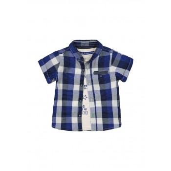Mothercare Boys Blue Checkered Shirt & T-Shirt Set