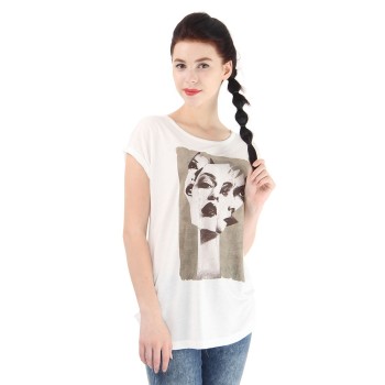 Pepe Jeans Women Casual Wear White Graphic Print T-Shirt