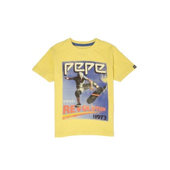 Pepe Jeans Boys Graphic Print Yellow T-Shirt
