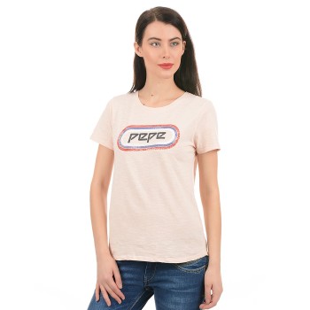 Pepe Jeans Women Casual Wear Pink T-Shirt