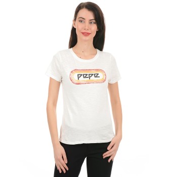 Pepe Jeans Women Casual Wear Off White T-Shirt