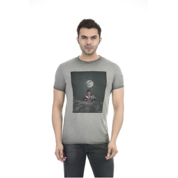 Pepe Jeans Men Casual Wear Grey Graphic Print T-Shirt