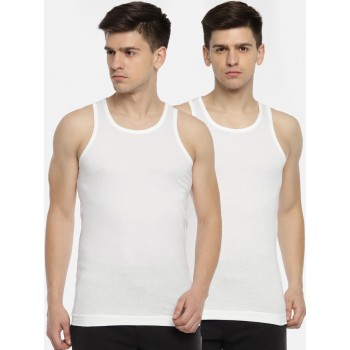 Pepe Jeans London Men Solid White Vest Pack Of 2