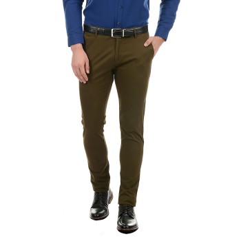 True Blue Men Dark Green Casual Wear Trouser