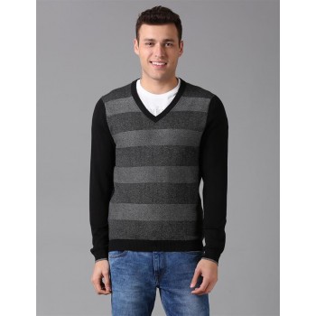 True Blue Men Casual Wear Striped Sweater