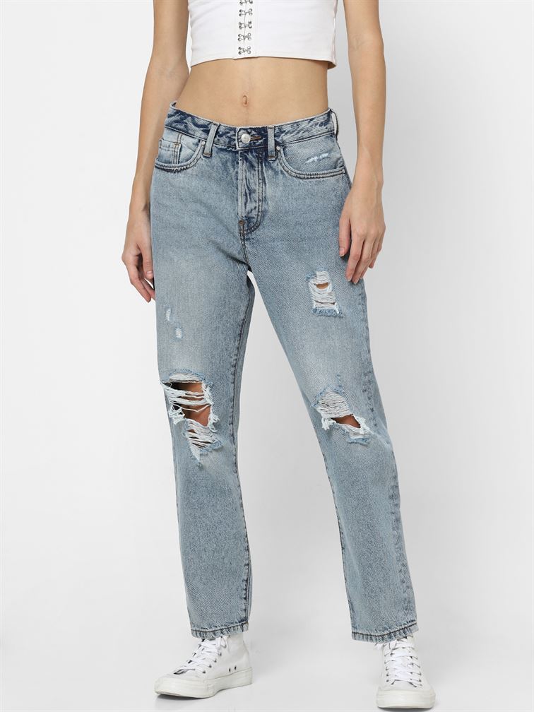 Only Women Casual Wear Blue Rugged Jeans