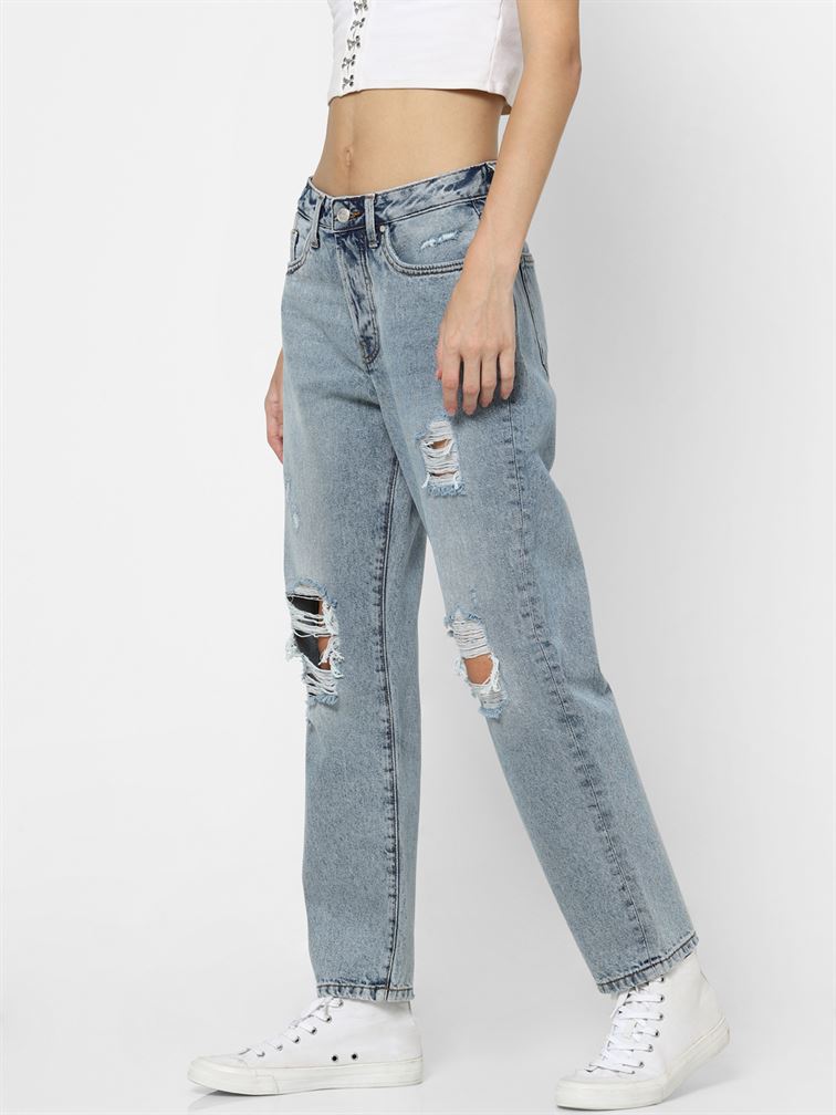 Only Women Casual Wear Blue Rugged Jeans