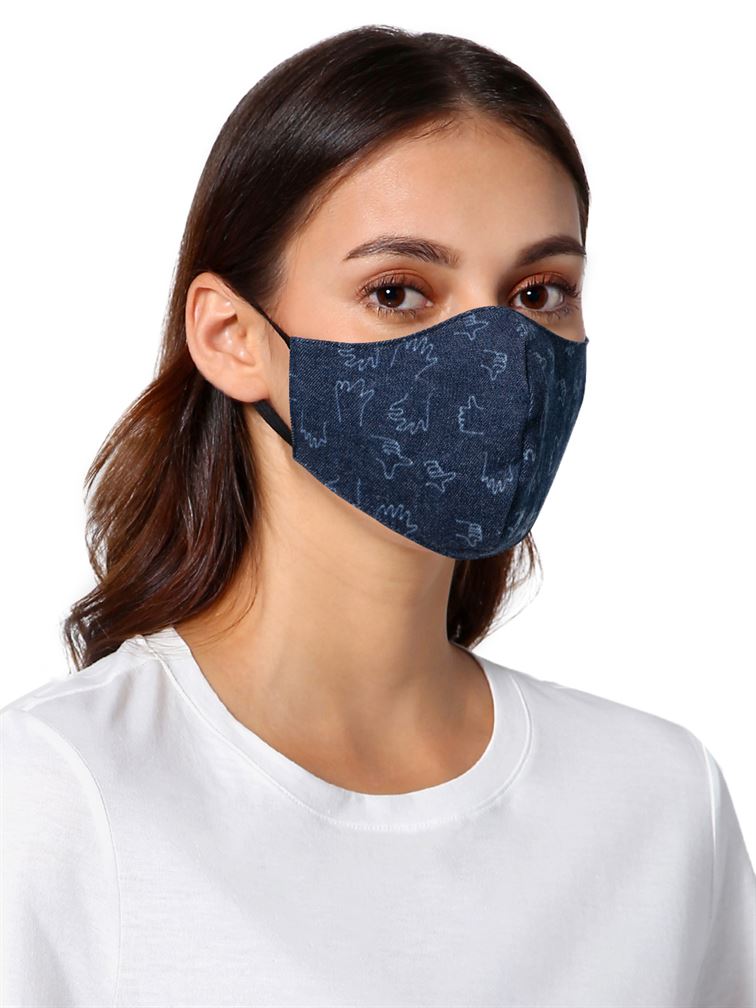 ONLY Women Reusable 3 Layer Outdoor protective Denim Mask (Pack Of 5)