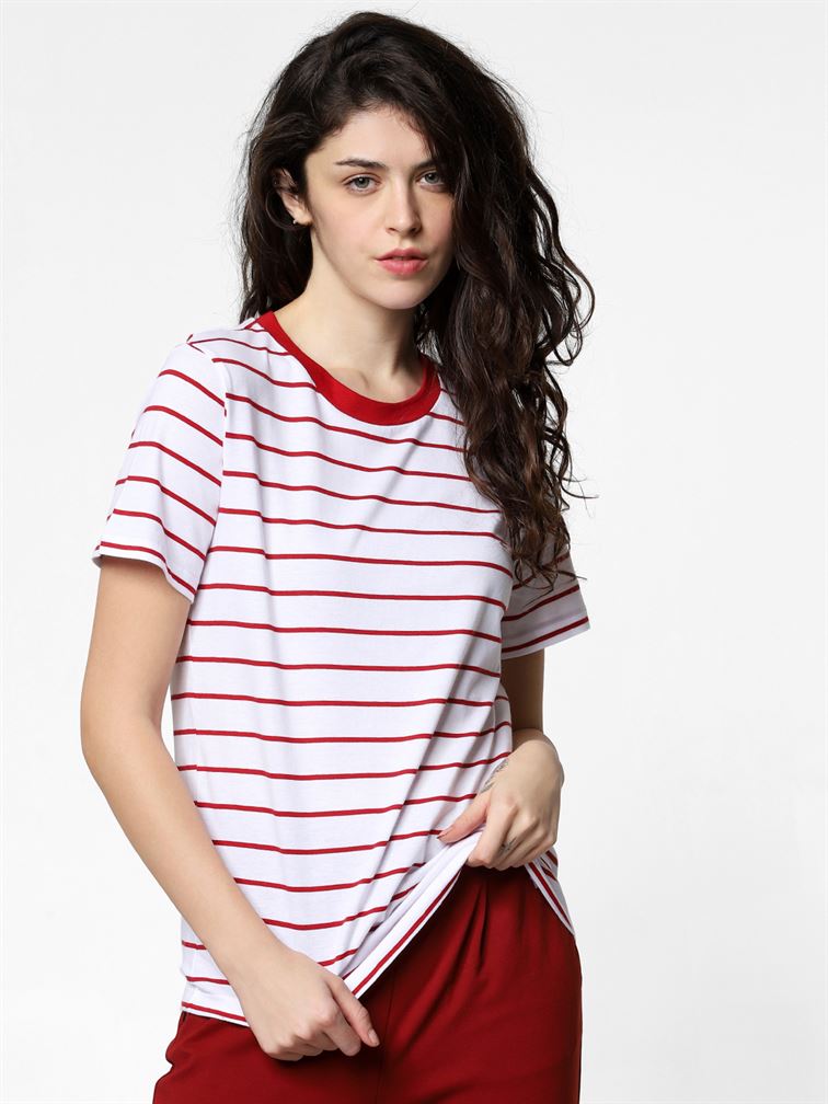 Only Women Casual Wear White T-Shirt